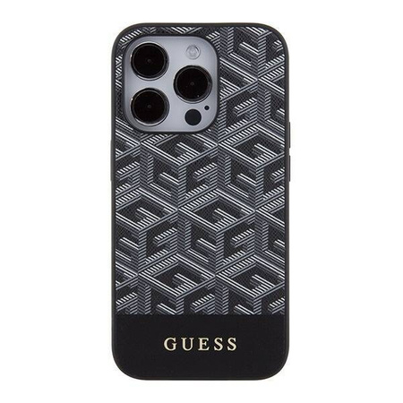 Guess GCube Stripes MagSafe Hülle für iPhone 15 Pro Max – Schwarz
