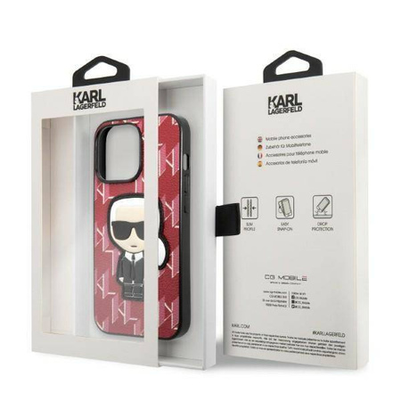 Oryginalne Etui IPHONE 13 PRO Karl Lagerfeld Hardcase Monogram Ikonik Patch czerwone