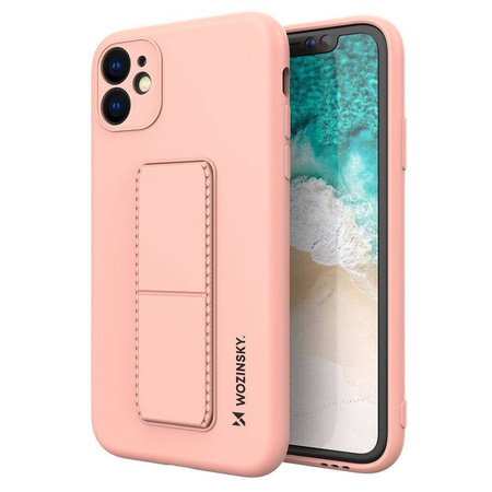 Wozinsky Kickstand Case flexible silicone cover with a stand Samsung Galaxy A22 4G pink