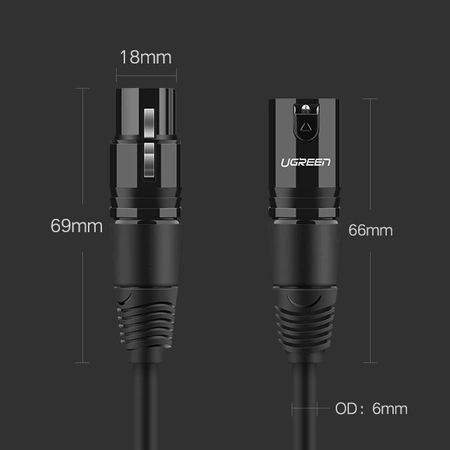 Ugreen Extension Audio Cable Microphone Cable Microphone XLR (Female) - XLR (Male) 3m (AV130)