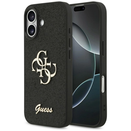 Guess Fixed Glitter Big 4G Hülle für iPhone 17 - Schwarz