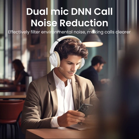 Słuchawki bezprzewodowe Ugreen HP202 HiTune Max5 nauszne z hybrydową redukcją szumów ANC - białe