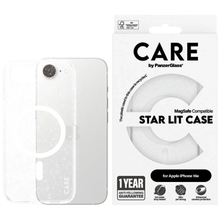Etui CARE by PanzerGlass Flagship Urban Combat StarLight White MagSafe na iPhone 16e - przezroczyste