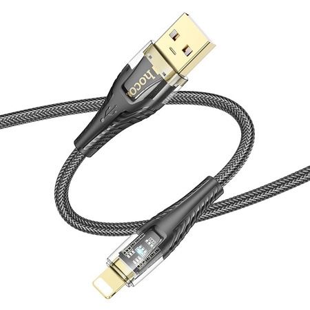 Kabel USB A do Lightning Hoco 2,4A 1,2 m U121 czarny transparentny