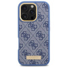 Original Handyhülle IPHONE 16 PRO Guess Hardcase 4G Logo Plate MagSafe (GUHMP16LU4GPRB) blau