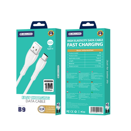 Jellico B9 USB-C 3.1A 1m Cable White