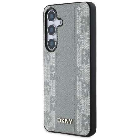 Etui DKNY Leather Checkered Pattern MagSafe do Samsung Galaxy S25 taupe