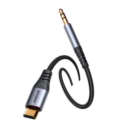 Joyroom kabel audio stereo AUX 3,5 mm mini jack - USB-C do telefonu 1,2m czarny (SY-A07)