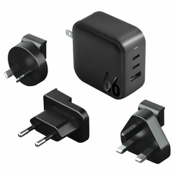 ENERGEA ład. siec. 1xUSB+2xUSB-CPD-PPS-QC 3.0 66W 2C1A czarny/black US+EU Travelite GAN66