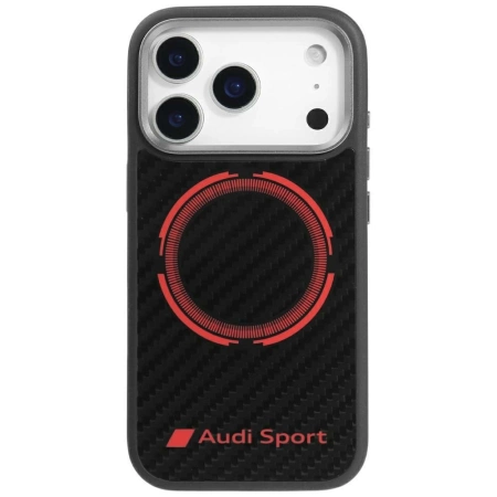 Audi RSQ Carbon Fiber Sport Red Circle MagSafe Case für iPhone 17 Pro - Schwarz