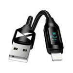 Kabel USB-A - Lightning Wozinsky WUALC1 z wyświetlaczem LED 2.4A 1m  - czarny