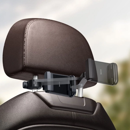 Uchwyt Samochodowy z 15W Ładowaniem Indukcyjnym Qi na Zagłówek do Telefonu Ładowanie Bezprzewodowe Baseus Energy Storage Backseat Holder Wireless Charger (WXHZ-01) czarny