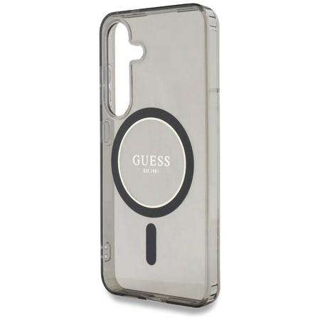 Etui Guess Glitter Circle Classic Logo MagSafe do Samsung Galaxy S25 czarny