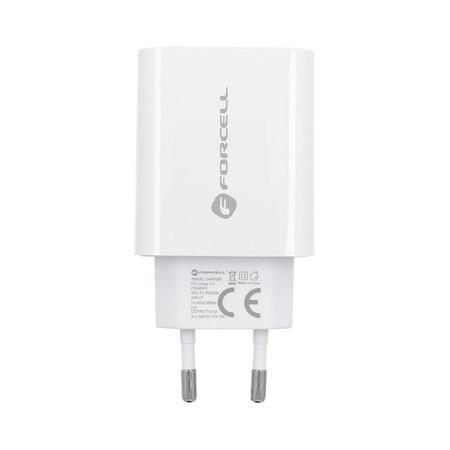 Forcell Ładowarka Sieciowa ze złączem USB typ C i kablem lightning - 3A 20W z funkcją ładowania PD i QC 4.0