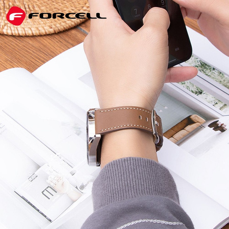 Pasek do Samsung Galaxy Watch Forcell F-Design FS21 skóra ekologiczna 20 mm brązowy