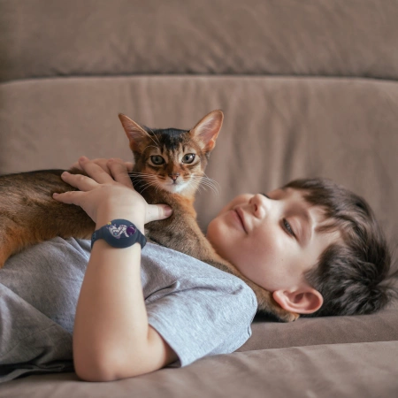 AirTag Case Silicone Wristband for Kids - Navy Blue with Astronaut