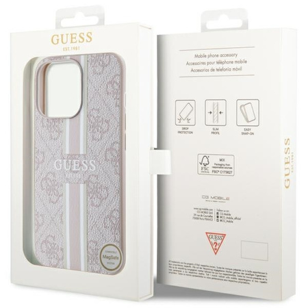 Guess GUHMP13LP4RPSP iPhone 13 Pro / 13 6.1&quot; pink/pink hardcase 4G Printed Stripes MagSafe