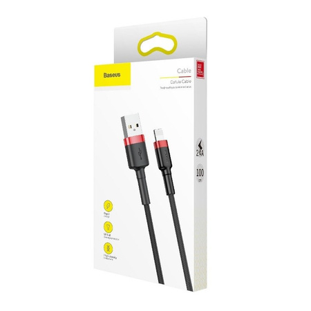 Kabel USB iPhone Lightning 2A 3m Baseus Cafule Cable (CALKLF-R91) czarno-czerwony