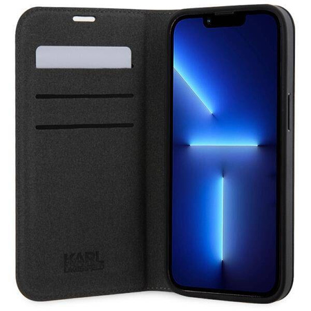 Karl Lagerfeld KLBKP14XSAKLHPK iPhone 14 Pro Max 6,7&quot; Bücherregal schwarz/schwarzes Saffiano-Monogramm