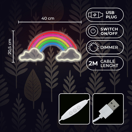 Neon PLEXI LED TĘCZA W CHMURACH multikolor FPNE32 Forever Light