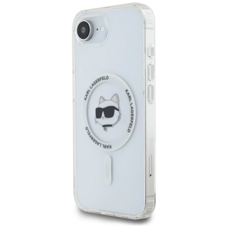 Karl Lagerfeld IML Metal Choupette Head MagSafe iPhone 16e Hülle - Weiß