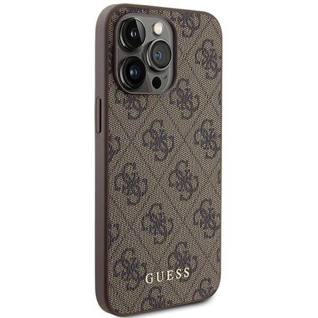 Guess 4G Metal Gold Logo case for iPhone 15 Pro Max - brown