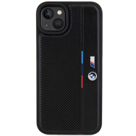 BMW Perforierte Tricolor Line Hülle für iPhone 15 Plus / 14 Plus – Schwarz