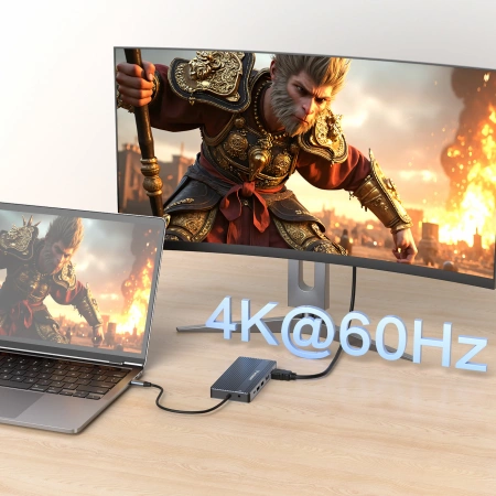 Hub USB-C 14 w 1 Wozinsky WDS03Y5S wielofunkcyjny, aluminiowy, do 3 monitorów, z kablem 15 cm  - szary