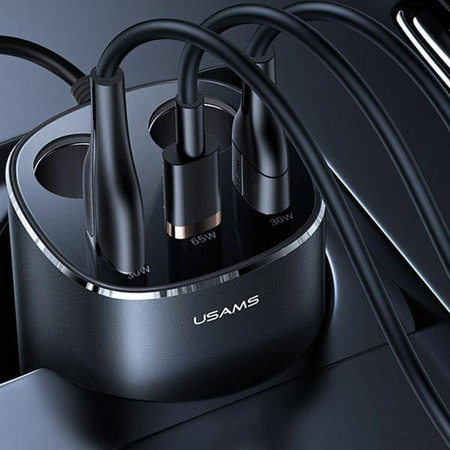 USAMS Rozgałęźnik samochodowy 2xUSB-A/ 1xUSB-C C28 245W szary/grey CC151TC01 (US-CC151)