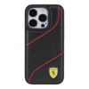 Original Case APPLE IPHONE 15 PRO Ferrari Hardcase Perforated Waves Metal Logo (FEHCP15LPWAK) black