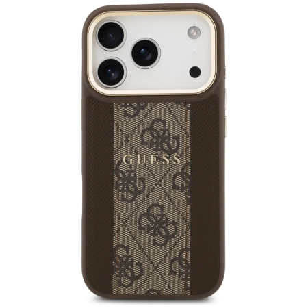 Guess 4G Stripe MagSafe Hülle für iPhone 17 Pro - Braun