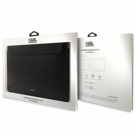 Karl Lagerfeld Hülle KLCS14SAKLHPK 14" schwarz/schwarze Saffiano-Plakette