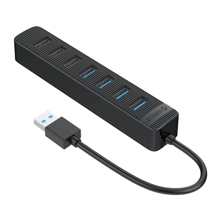 HUB 7-portowy input: USB-A 3.0 / output: 4x USB-A 3.0 + 3x USB-A 2.0 - czarny