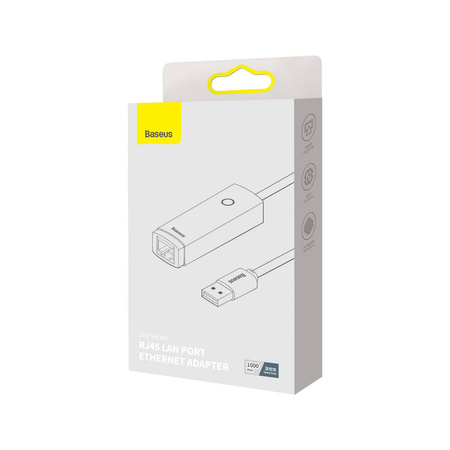 Externer USB-A-Netzwerkadapter der Baseus Lite-Serie – RJ-45 1 Gbit/s (1000 Mbit/s) grau (WKQX000113)