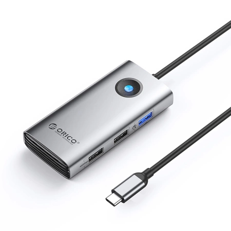 Stacja dokująca USB-C 5w1 / output: 1x USB-A 3.0 + 2x USB-A 2.0 + 1x HDMI - szara