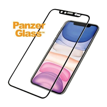 Szkło hartowane PanzerGlass E2E Super+ z zaślepką na aparat z kryształem Swarovsky na iPhone XR / 11 - z czarną ramką