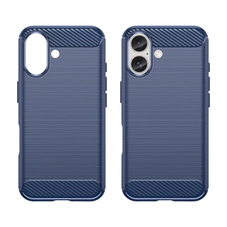 Carbon Case Silikonhülle für iPhone 16 Plus – blau