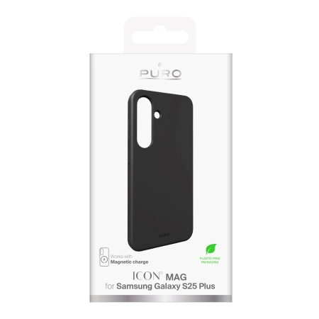 Puro Icon Mag Silicone Case with MagSafe for Samsung Galaxy S25+ - Black