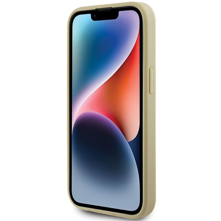 Guess Glitter Script Big 4G case for iPhone 15 - gold