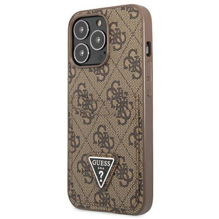 Schutzhülle IPHONE 13 PRO Guess Hardcase 4G Triangle Logo Cardslot (GUHCP13LP4TPW) braun