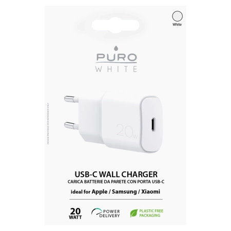 Puro White 20W Power Delivery USB-C Wall Charger - White