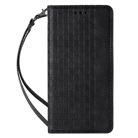 Magnet Strap Case Case for Samsung Galaxy S22 Ultra Pouch Wallet + Mini Lanyard Pendant Black