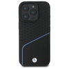 Original Handyhülle IPHONE 16 PRO MAX BMW Hardcase Signature Leather Textured & Line MagSafe (BMHMP16X23RDCLK) schwarz
