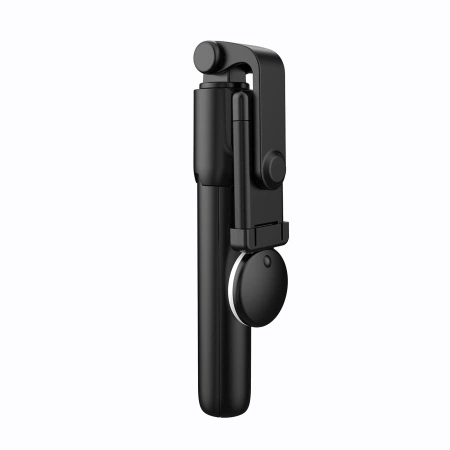 Selfie-Stick WH1YXS Teleskopstativ 1 m mit runder Lampe und Telefonhalter – Schwarz