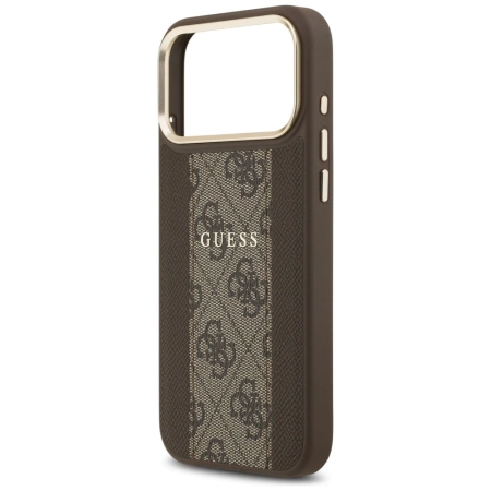 Etui Guess 4G Stripe MagSafe na iPhone 17 Pro Max - brązowe