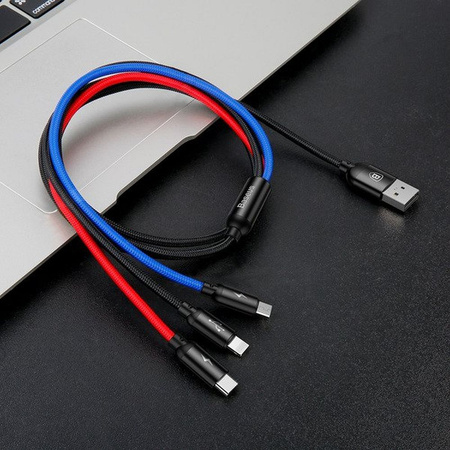Baseus 3in1 Cable USB-C / Lightning / Micro 3,5A 0,3m (Black)
