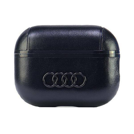 Original Handyhülle APPLE AIRPODS PRO 2 Audi Leather Big Logo Cover (AU-APP2-GT/D3-BK) schwarz