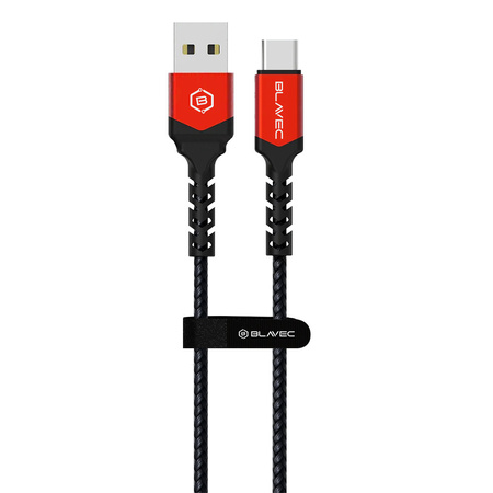 Blavec Kabel Raptor pleciony - USB na Typ C - PD 66W 6A 1 metr (CRA-UC6BR10) czarno-czerwony