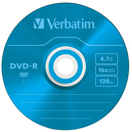 Płyta DVD-R Verbatim COLOUR SLIM 4.7GB   16X 5szt wielokolorowy 43557