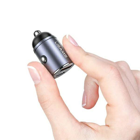Ładowarka Samochodowa 30W PD USB-C + USB Fas Charge Z Wbudowaym Pierścieniem USAMS C38 CC206CC01 (US-CC206) stalowa